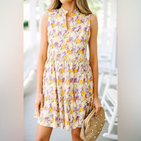 Fate Tea Time Yellow Ditsy Floral Eyelet Dress - Picture 3 of 7
